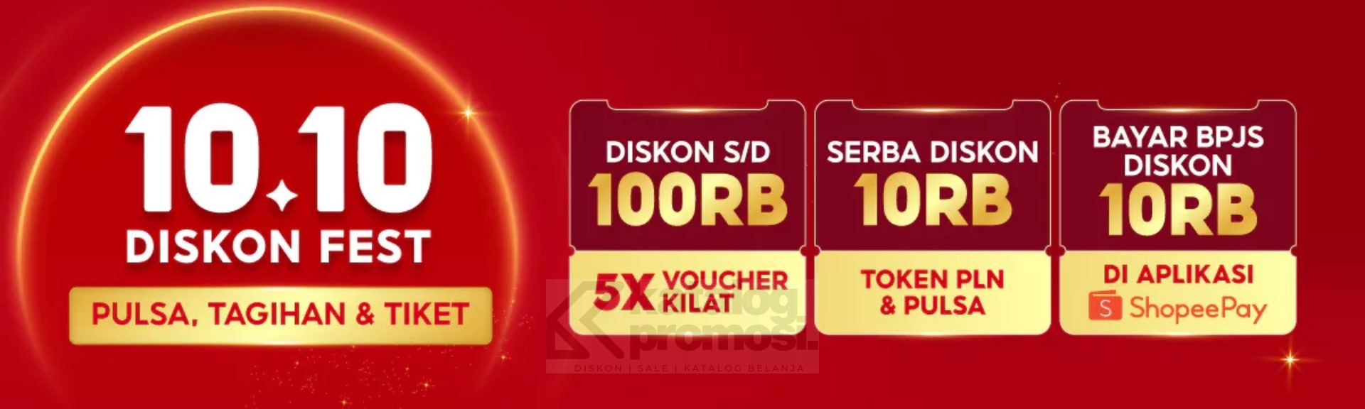 Promo Pulsa dan Tagihan di Shopee 10.10 Diskon Fest SERBA DISKON 10K!