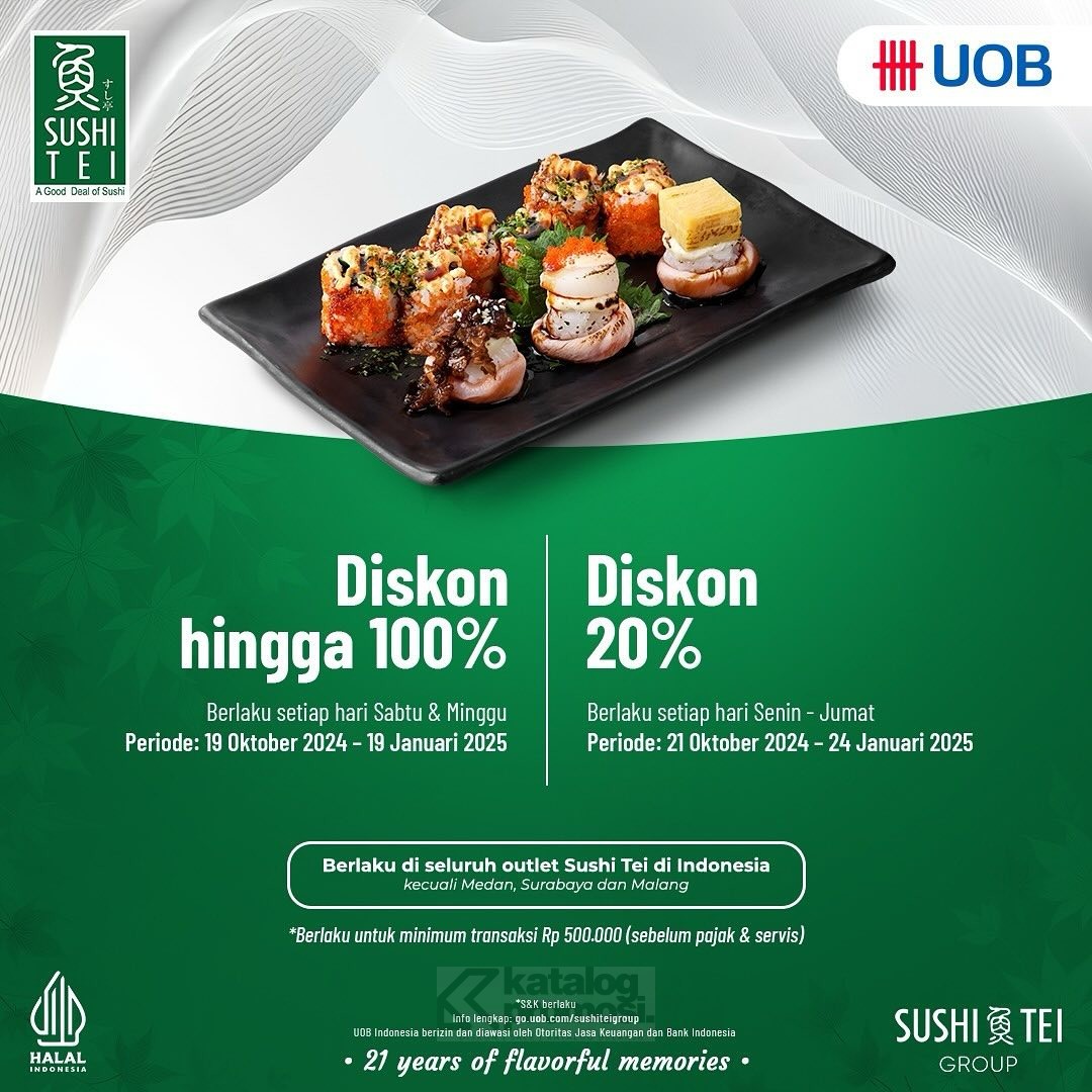 Promo Sushi Tei UOB Diskon hingga 100%