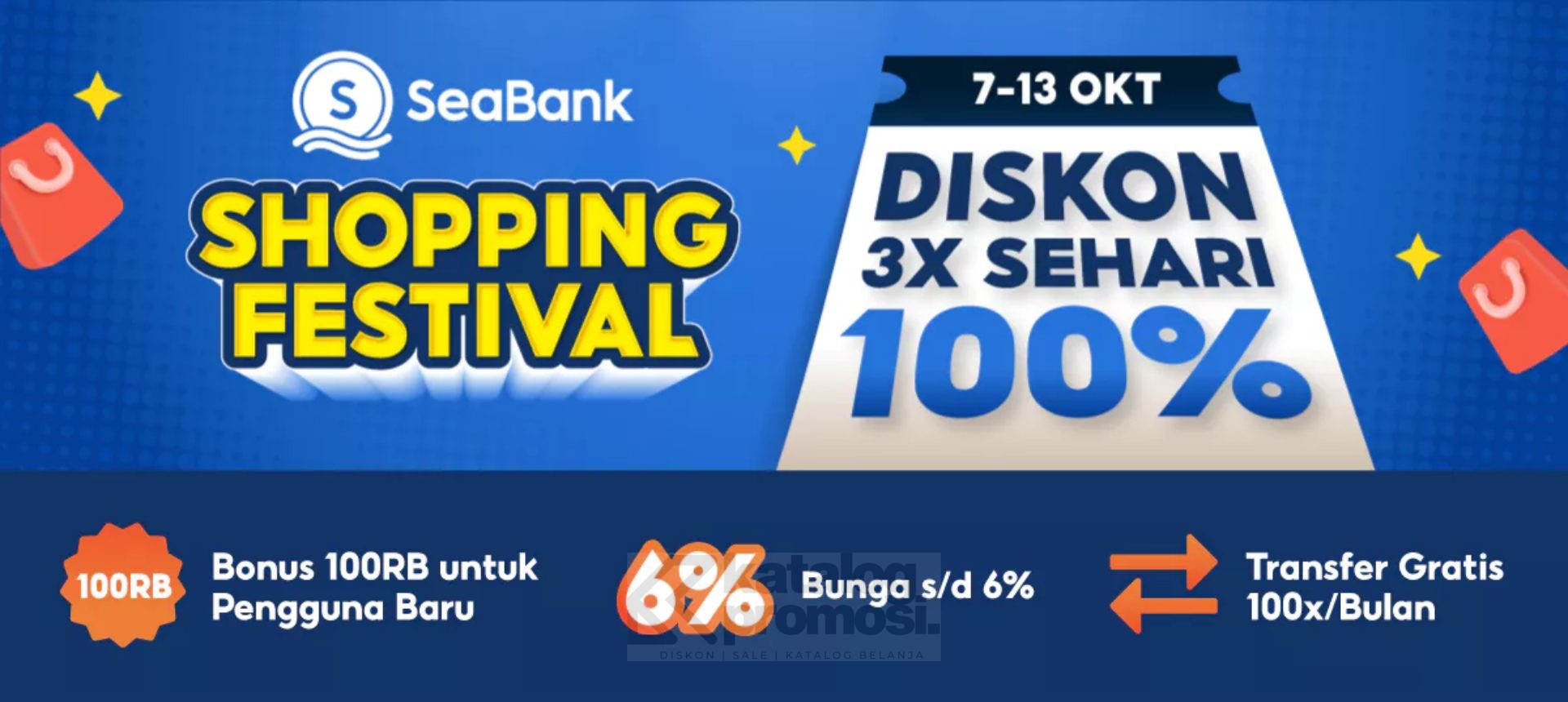 SeaBank Shopping Festival di Shopee – DISKON 100% TIGA KALI SEHARI!