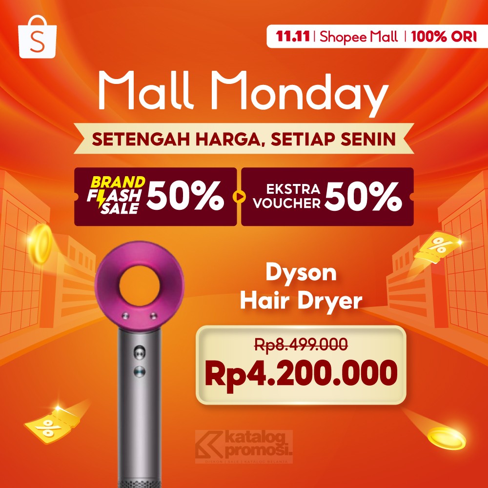 Shopee Mall Monday – dapatkan Dyson Hair Dryer SETENGAH HARGA!