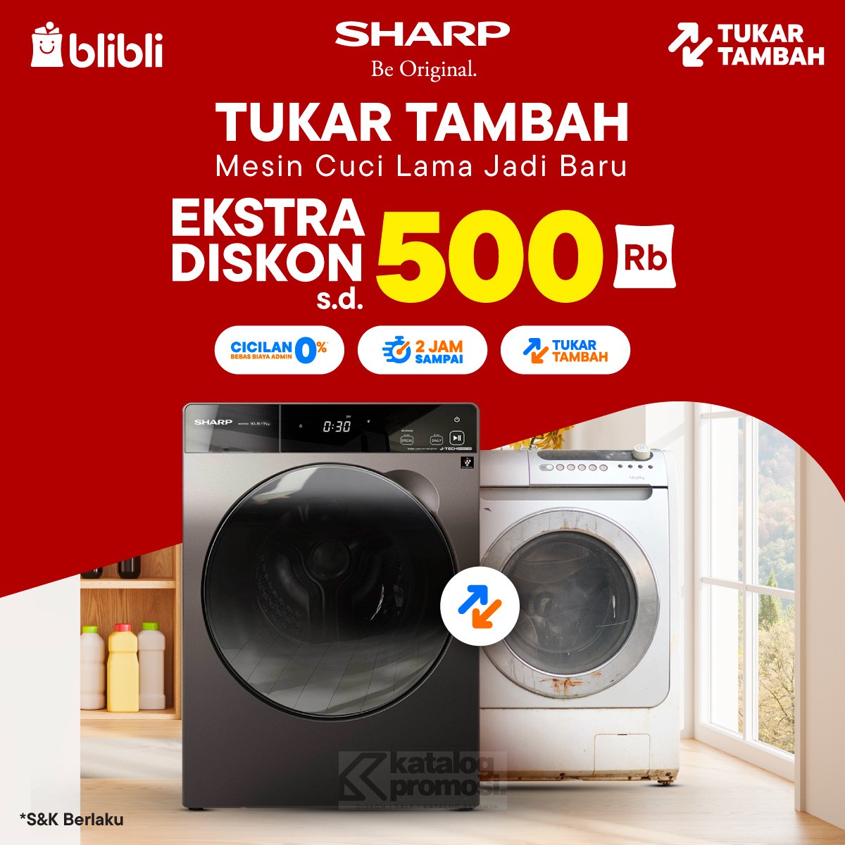 Tukar Tambah Mesin Cuci Lama dengan Sharp di Blibli Ekstra Diskon hingga 500K