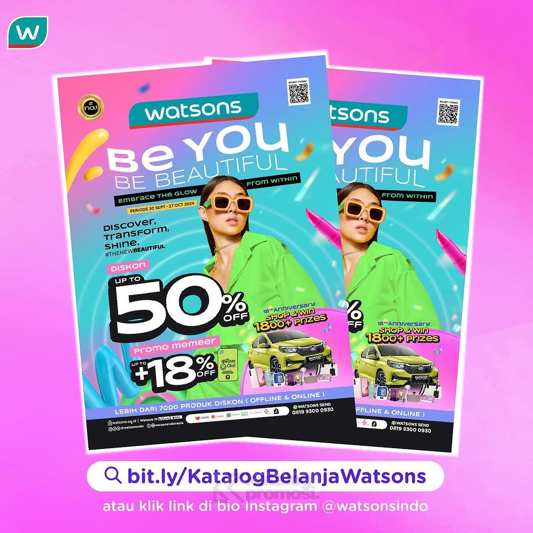 Watsons BE YOU BE BEAUTIFUL! Lebih dari 7000 Produk Diskon