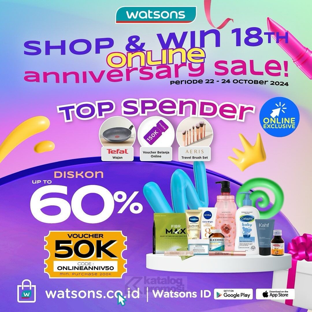 Watsons Shop & Win 18th Online Anniversary Sale Belanja Hemat dan Menangkan Hadiah Spesial!