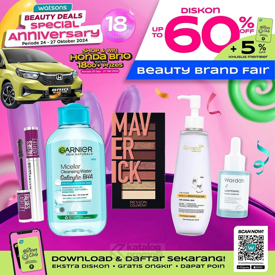 Watsons Weekend Beauty Deals Special Anniversary Diskon hingga 60%