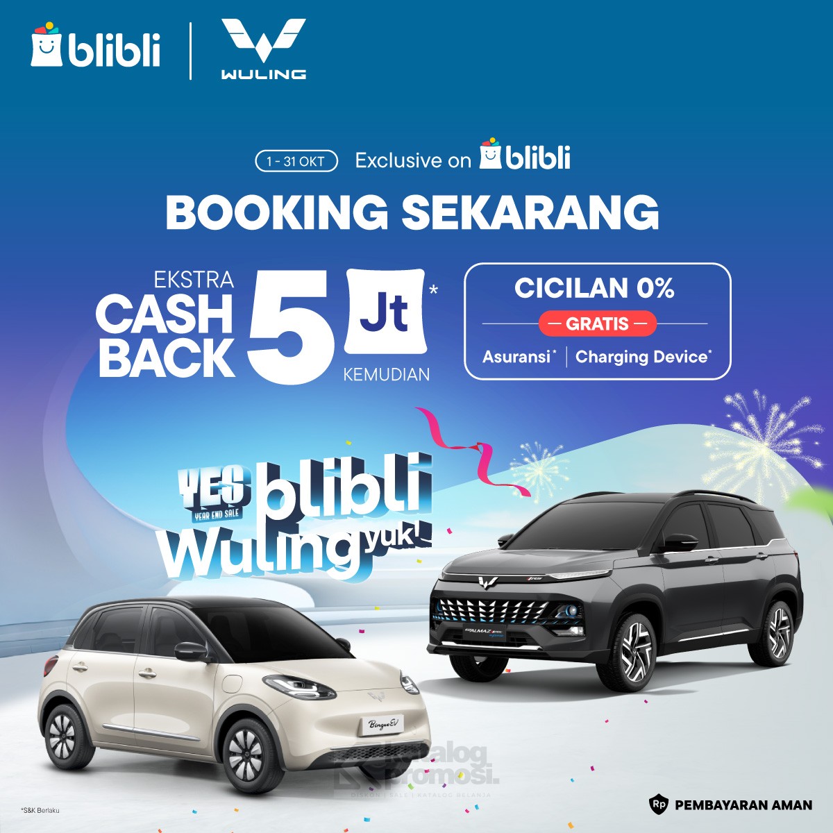 YES! Year End Sale Wuling di Blibli Booking dan dapatkan Ekstra Cashback 5 Juta