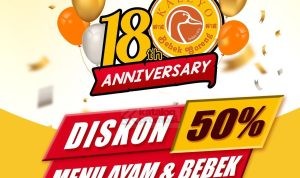 Promo Bebek Kaleyo 18th Anniversary - Diskon 50% untuk Menu Ayam & Bebek