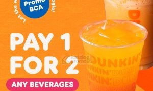 PROMO DUNKIN DONUTS BCA - PAY 1 FOR 2 ANY BEVERAGES dengan menggunakan BCA