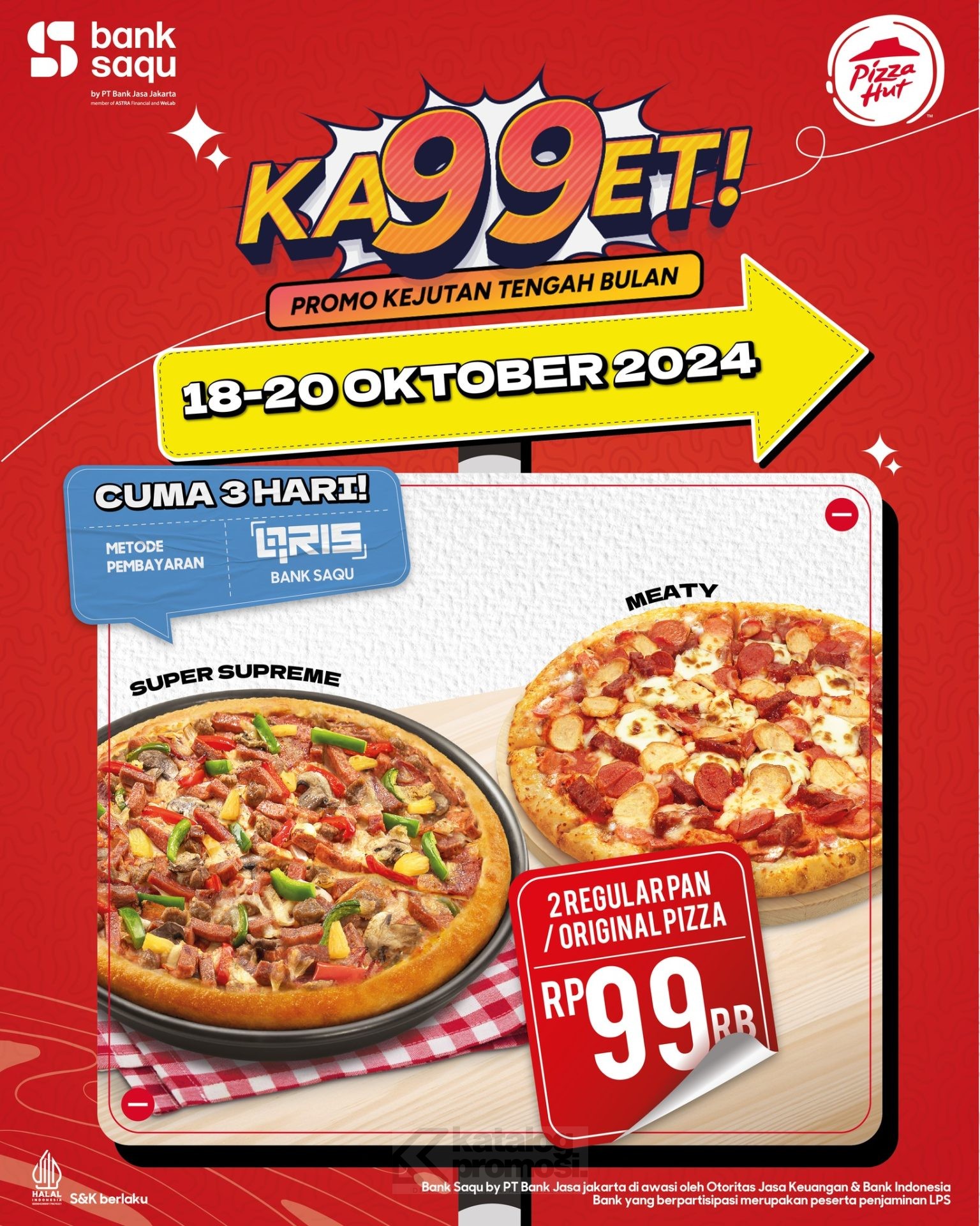 Promo Pizza Hut Bank Saqu KA99ET 2 Pan Regular Pizza Rp99.000