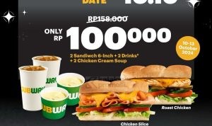 Promo SUBWAY DOUBLE DATE 10.10 PAKET BERDUA CUMA 100RIBU