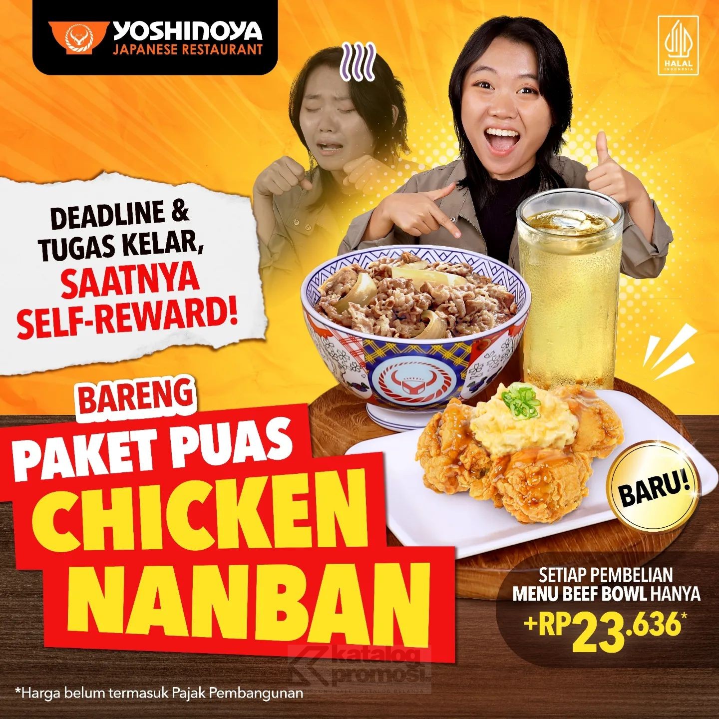 Promo Yoshinoya Paket Puas Chicken Nanban cukup tambah Rp. 23.000