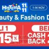 Beauty & Fashion Day di Blibli Histeria 11.11 - BELI 5 CASHBACK 20%!