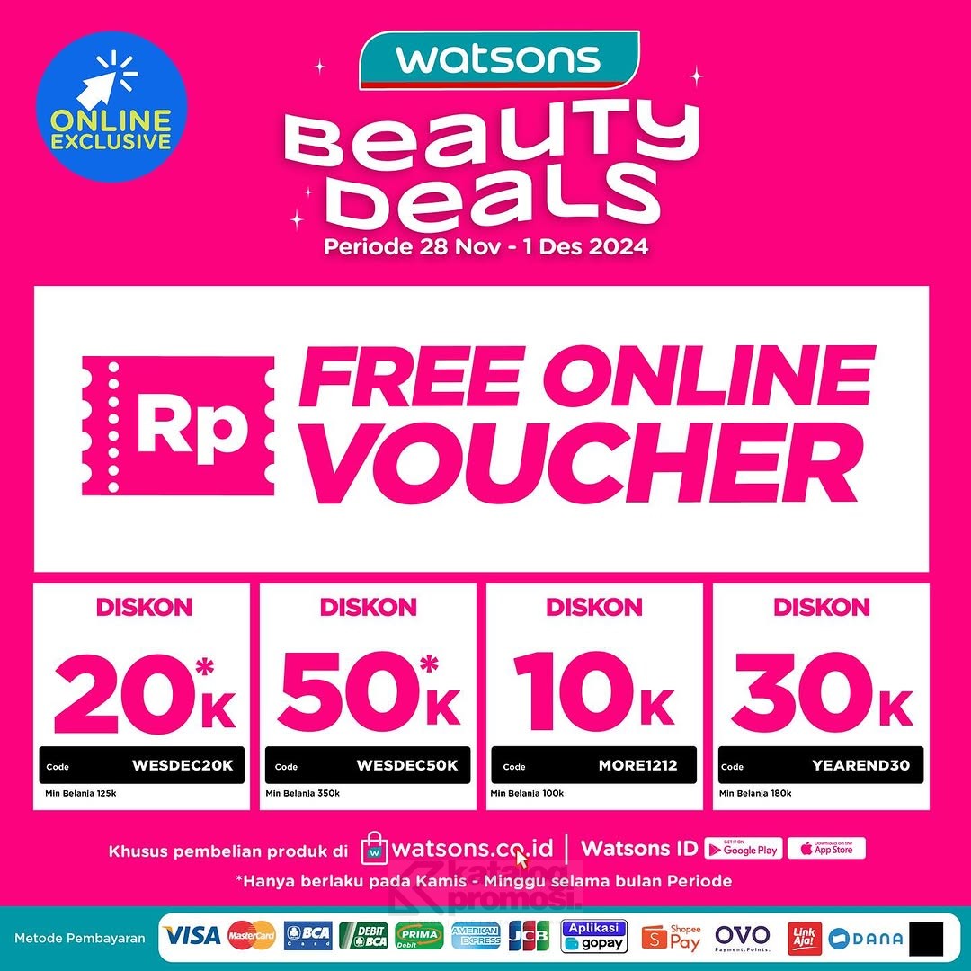 Watsons WEEKEND BEAUTY DEALS! Produk Favorit Diskon hingga 50%