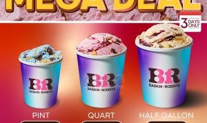 Promo Baskin Robbins MEGA DEAL Special Discount 50% Dengan Menggunakan kartu kredit Bank MEGA