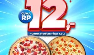 Promo DOMINO'S PIZZA 12.12 SUPER DEAL! Tebus Hemat Medium Pizza ke-2 cuma Rp. 12,-