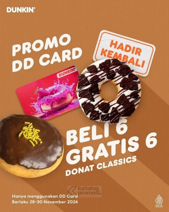 Promo DUNKIN' DONUTS BELI 6 GRATIS 6 DONUTS CLASSICS dengan menggunakan