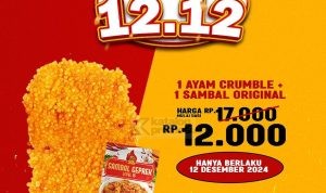 Promo Geprek Bensu Crumble 12.12 - Harga Spesial 1 Ayam Crumble + 1 Sambal Original mulai Rp. 12.000