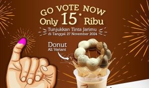 Promo MITER DONUT Special PILKADA Paket 1 Donut & Minum cuma Rp.15.000 aja!