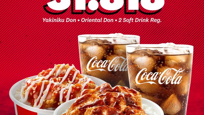 Promo KFC Don Day Paket Berdua cuma Rp31.818 isi Yakiniku Don atau Oriental Don plus 2 soft drink reguler