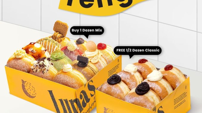 promo Lunas Doughnuts Hari Anak Tengah beli 1 gratis 1/2 lusin classic