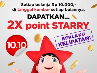 Promo STAR DEPARTMENT STORE 10.10 Double Point Rewards dapatkan 2X Point STARRY untuk setiap transaksi Rp. 10.000 berlaku kelipatan tanggal 10 Oktober 2025.