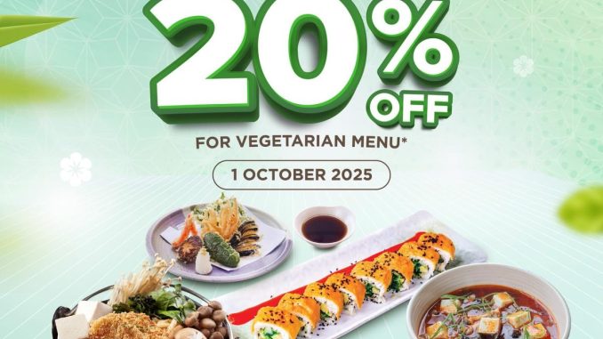 Promo Sushi Tei World Vegetarian Day diskon 20% menu vegetarian 1 Oktober 2025 di Sushi Tei Medan