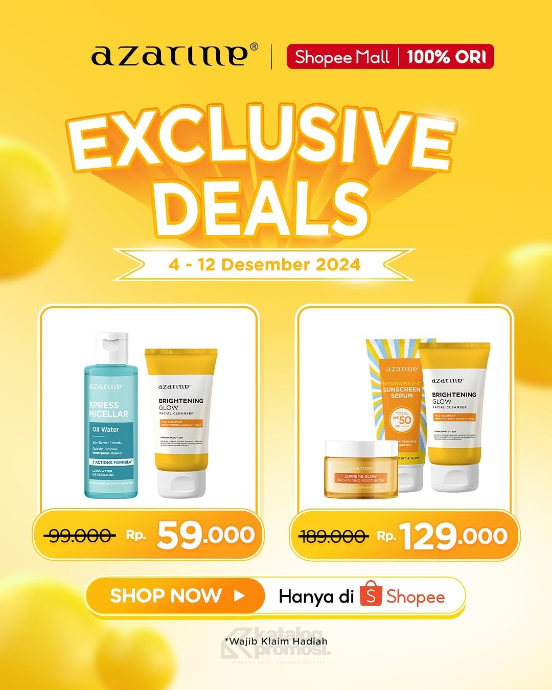 Azarine EXCLUSIVE DEALS di Shopee - dapatkan Diskon dan Hadiah Gratis