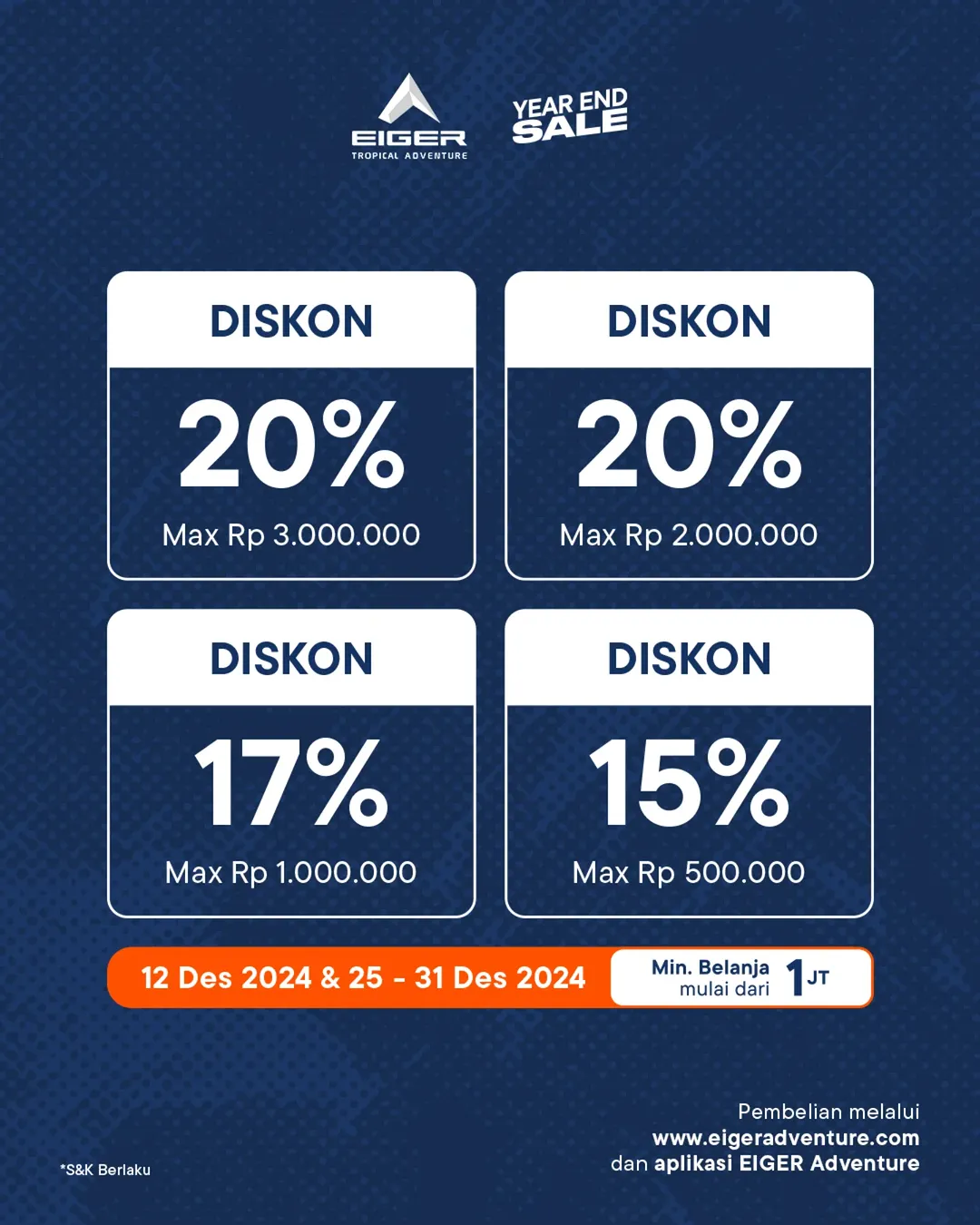 EIGER Year End Sale Diskon hingga 20%