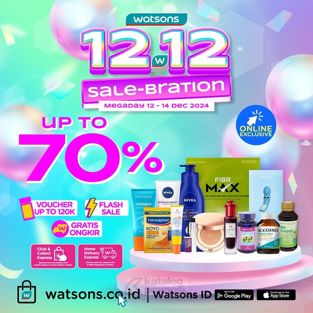 Watsons 12.12 SALE-BRATION MEGADAY Diskon hingga 70%