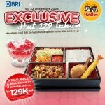 Promo HOKBEN HUT BRI 129 - Harga Spesial 2 Bento Special 1 + 2 Es Merah Delima hanya Rp. 129K