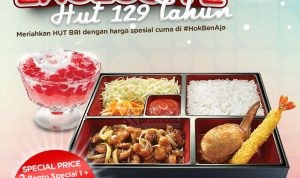 Promo HOKBEN HUT BRI 129 - Harga Spesial 2 Bento Special 1 + 2 Es Merah Delima hanya Rp. 129K