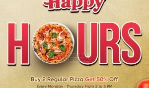 Promo Popolamama Happy Hours - Diskon 50% untuk Pembelian 2 Regular Pizza