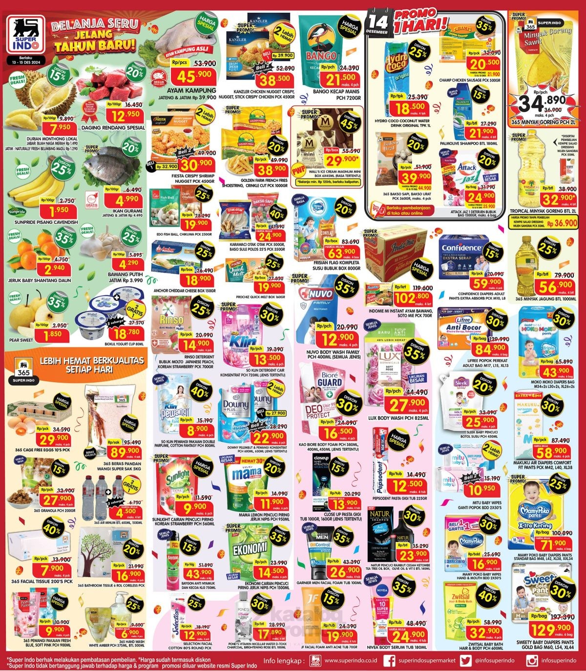 Katalog Promo JSM Superindo Sabtu 14 Desember 2024: Popok Bayi Rp43.900, So Klin Pewangi Rp8.900