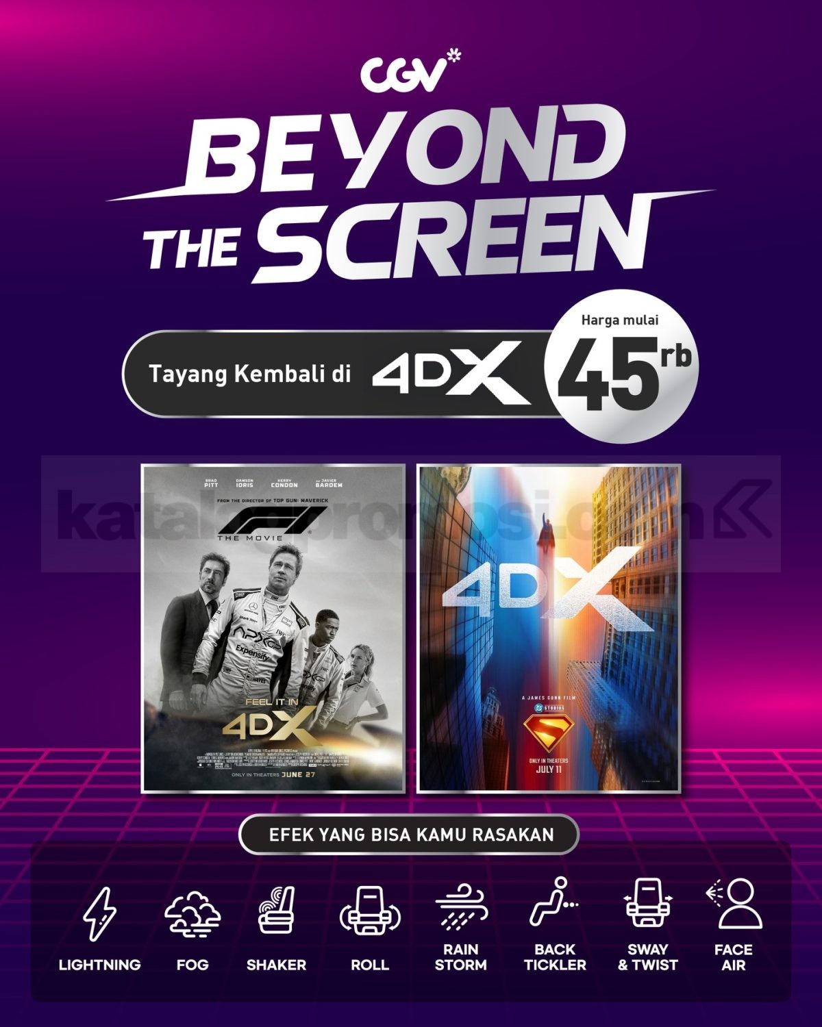 Promo CGV Nonton di 4DX dan ScreenX Mulai Rp. 45.000 Promo CGV Nonton di 4DX dan ScreenX Mulai Rp. 45.000 1