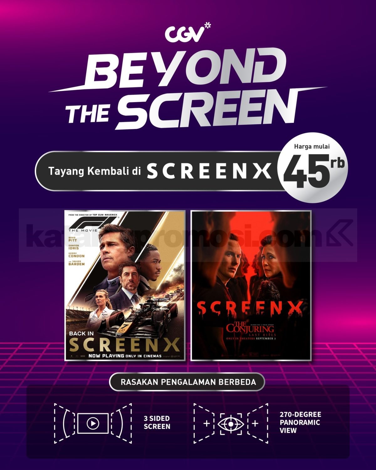 Promo CGV Nonton di 4DX dan ScreenX Mulai Rp. 45.000 Promo CGV Nonton di 4DX dan ScreenX Mulai Rp. 45.000 2