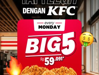 Promo KFC Big 5 Monday 5 potong ayam Rp. 59.091 berlaku setiap Senin selama November 2025 di seluruh gerai KFC Indonesia