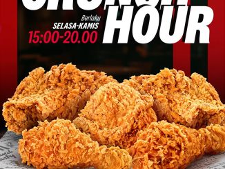 Promo KFC Crunch Hour potongan harga 5 ayam Rp. 100.000 jadi Rp. 60.000 berlaku Selasa–Kamis pukul 15.00–20.00 WIB via Drive Thru.