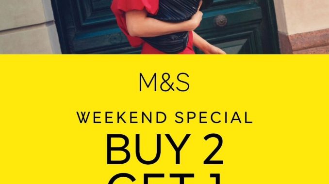 Promo Marks and Spencer Buy 2 Get 1 Free periode 1–4 Mei 2025 khusus pembelian di store.