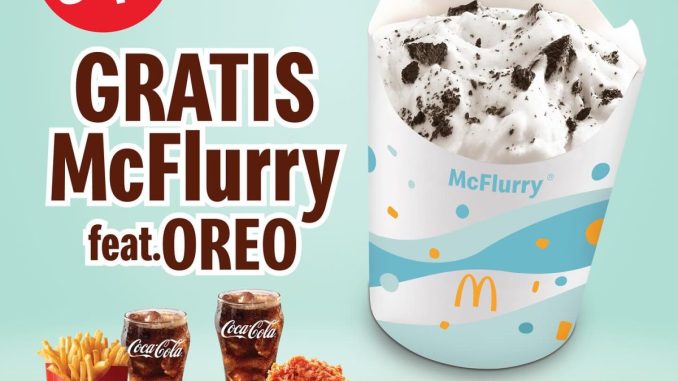 Promo McDonald’s Gratis McFlurry OREO berlaku 1–4 September 2025 di seluruh restoran untuk setiap Upsize Paket Hemat/PaNas Large