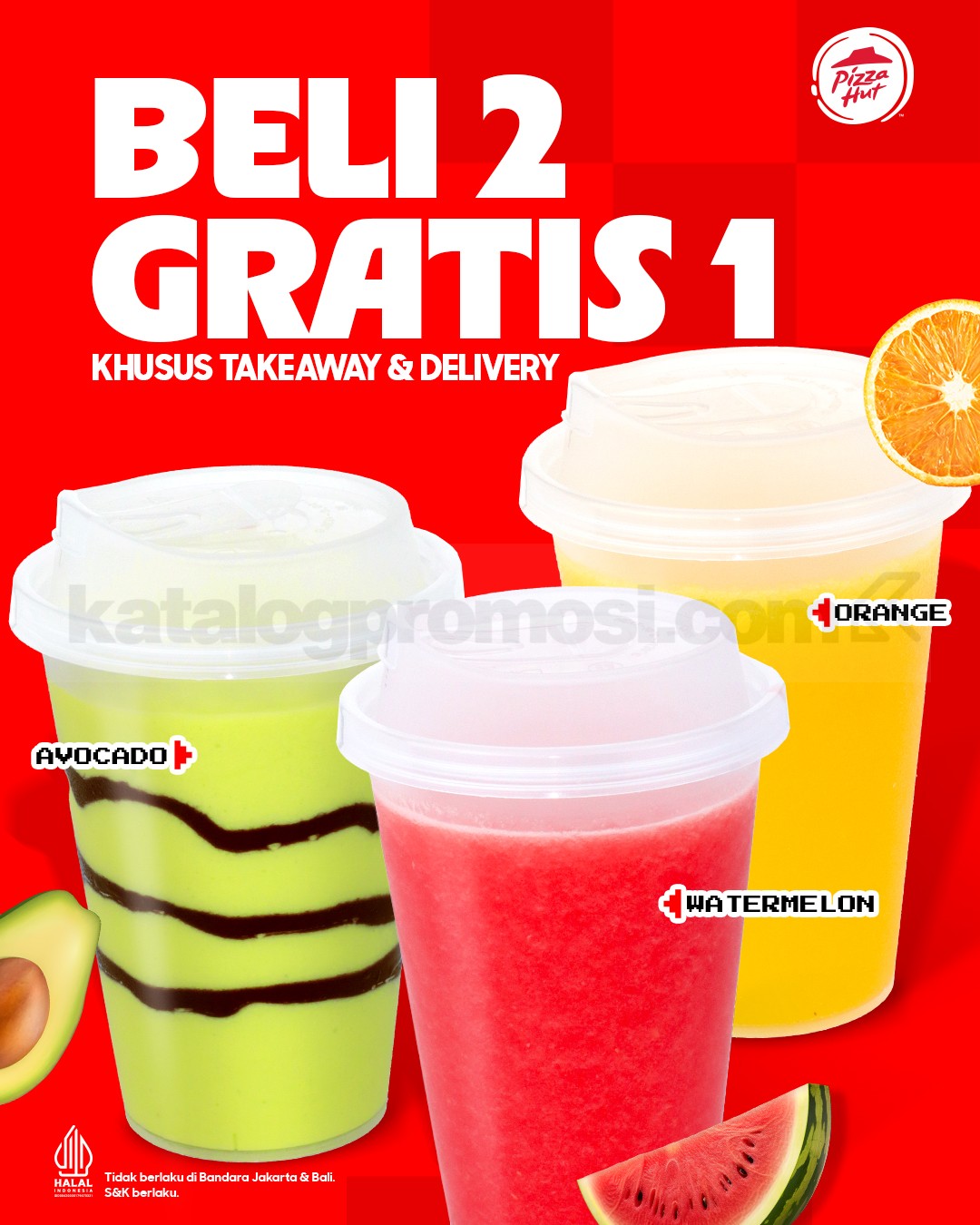 Promo Pizza Hut Buy 2 Get 1 Juice Promo Pizza Hut Buy 2 Get 1 Juice mulai Rp80ribu di seluruh outlet