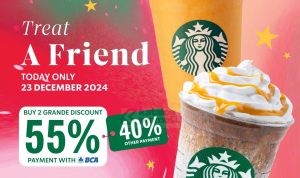 Promo STARBUCKS BCA DISKON HINGGA 55% untuk 2 Minuman Grande