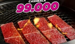 Promo Super Yakiniku Midmonth Celebration! Cashback Rp. 99.000 dengan Bank Saqu