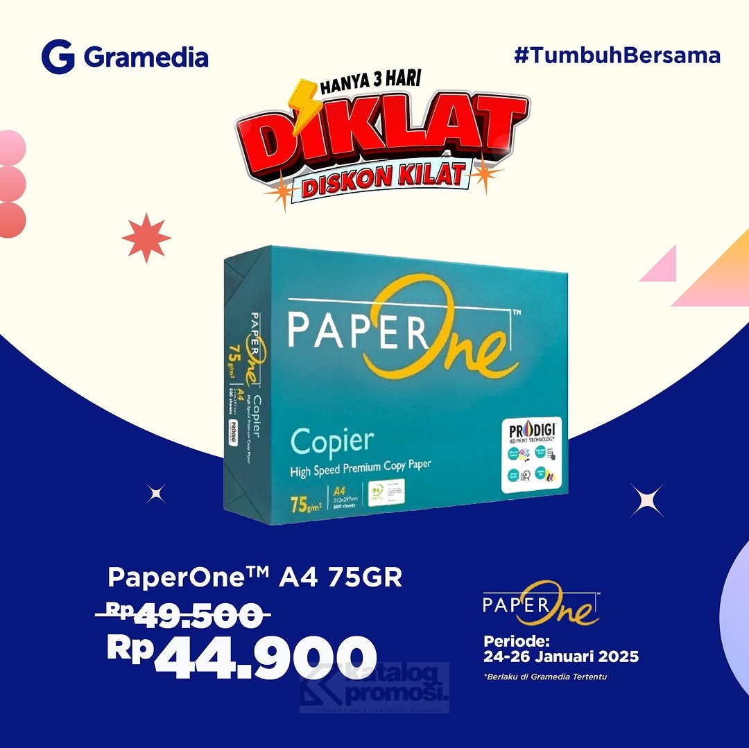 DIKLAT! Diskon Kilat PaperOne A4 75GR di Gramedia