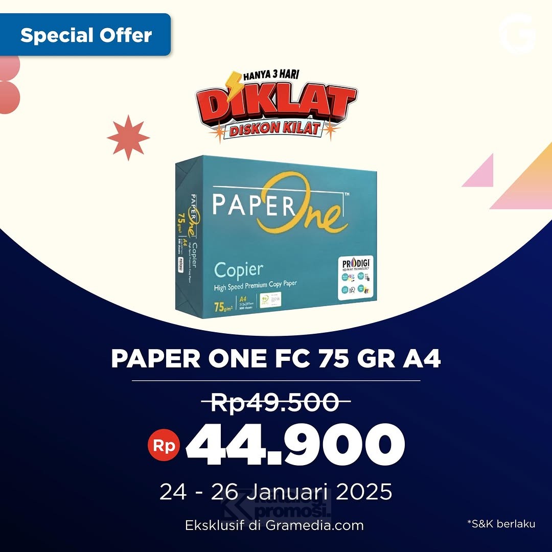 DIKLAT! Diskon Kilat PaperOne A4 75GR di Gramedia