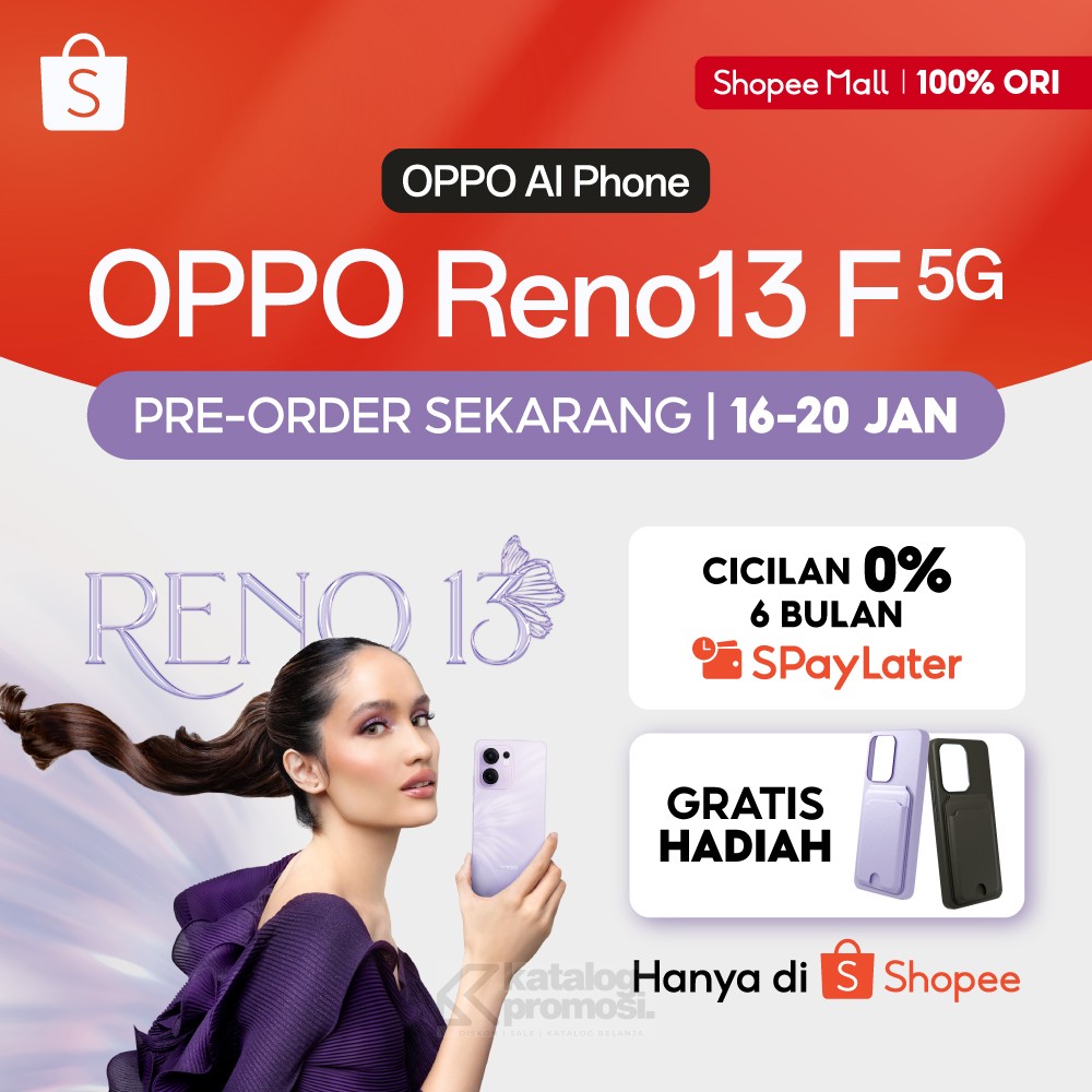 OPPO Reno 13F kini Hadir di Shopee Pre-Order dan dapatkan Promo Spesial