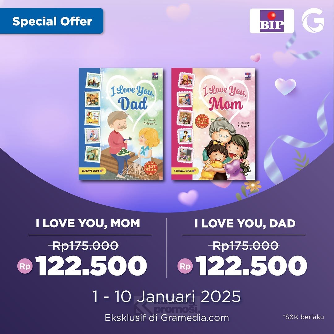 Special Offer Buku I Love You Mom dan I Love You Dad di Gramedia.com 