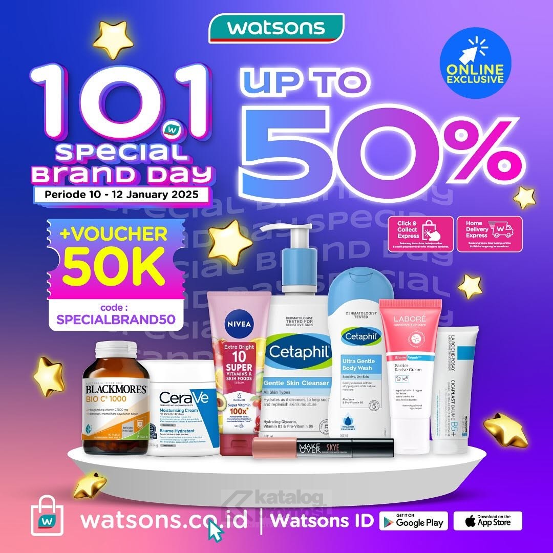 Watsons 10.1 Special Brand Day Diskon hingga 50%