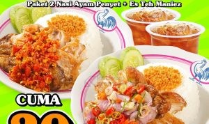 Promo Ayam Koplo GoFood Flash Sale - Paket 2 Nasi Ayam Penyet + Es Teh Maniez cuma Rp. 20Rb per porsi