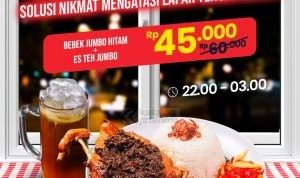 Promo Bebek Carok Midnight Deals Bebek Jumbo Hitam + Es Teh Jumbo Rp45.000