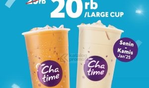 Promo CHATIME OF THE MONTH - Beli Authentic Thai Tea / Hazelnut Milk Tea Large cuma Rp. 20Rb