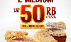 Promo DOMINOS PIZZA PAPI DUO - Beli 2 Medium Pie Cheeseburger Pizza cuma Rp. 100Rb